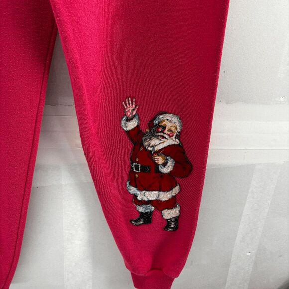 Vintage 90s Y2K Hanes Signature Santa Claus Pink Womens Medium Jogger Sweat Pant - Picture 1 of 10